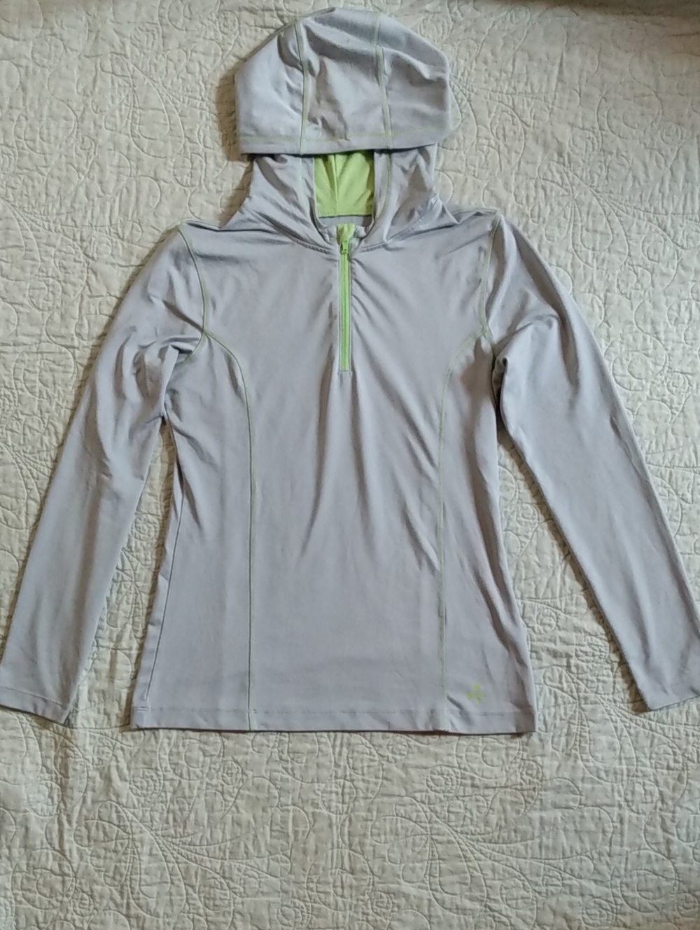 Old Navy Hooded 1/4 Zip Gray And Lime Green, M